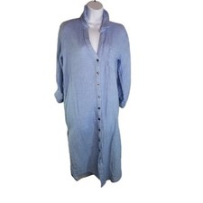 Heartloom Revolve blue striped gauze button up shirt dress women small