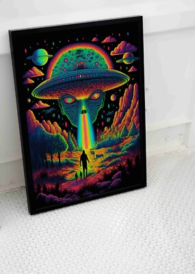 TRIPPY ALIEN POSTER PLANETS SPACE PSYCHEDELIC RAINBOW ART PRINT SIZE A3 ...