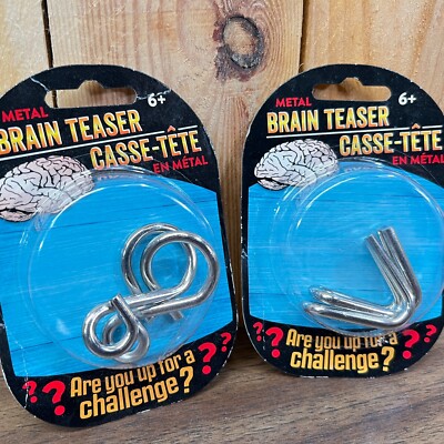 2 Metal Brain Teaser Challenge Puzzle Games New Sealed in Package