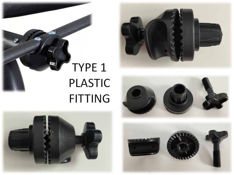 Canopy Fitting for Garden Swing Plastic screw fittings attach canopy to