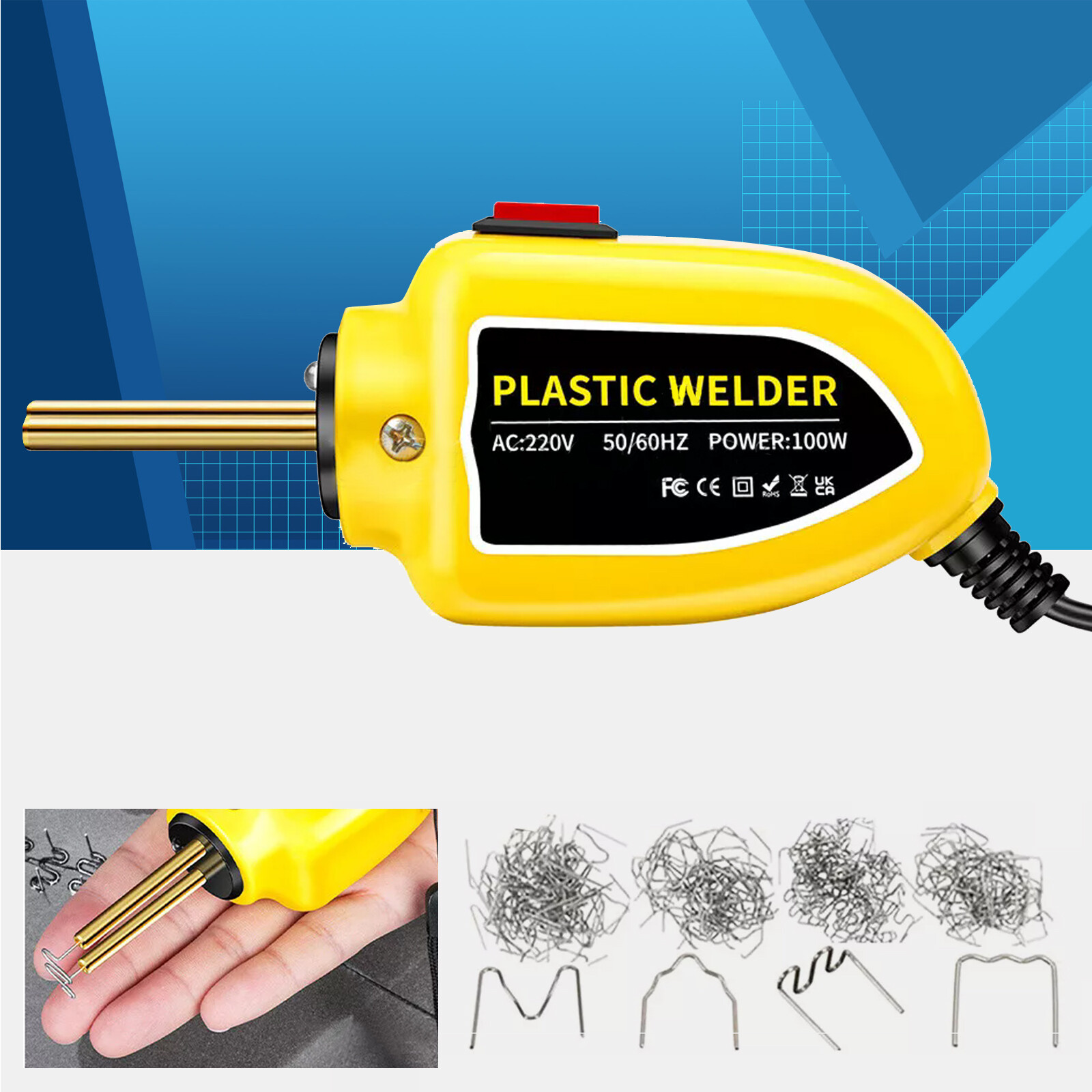 Hot Stapler Plastic Welding Machine Mini Heat Gun 100W Car Soldering Repair Tool-image