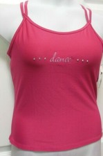 Strappy Camisole "DANCE" Rhinestone Top Raspberry Ladies Large Floating Bra