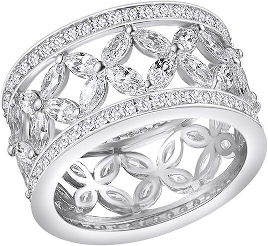 Engagement Wedding Band Ring for Women Simulated Diamond 925 Sterling Silver-image