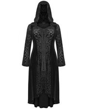Punk Rave Plus Size Gothic Witch Hooded Cloak Jacket Dress Black Velvet Damask