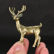 Solid Brass Sika Deer Figurine Small Statue Home Ornament Figurines Collectibles