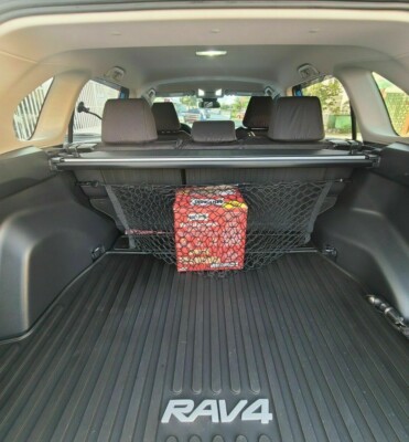 Envelope Style Trunk Cargo Net For Toyota RAV4 (2019-2024) - Black Mesh, Hook & Loop, Rear Storage Organizer