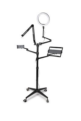 Gator Frameworks 5-in-1 Mobile Content Creator Streaming Stand with Tripod Ba...