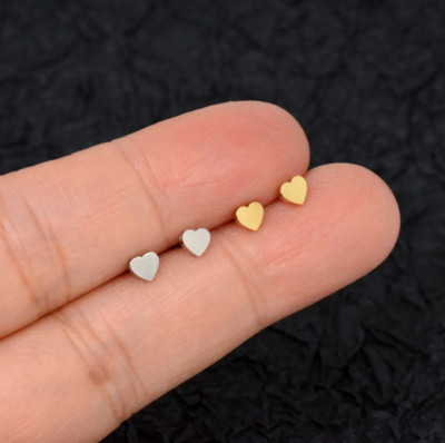 Herz Ohrstecker, kleine Herz Ohrringe, Gold und Silber Edelstahl Ohrring