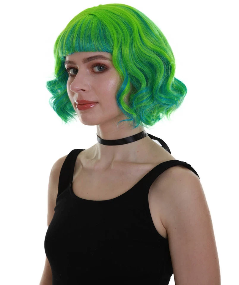 Peluca para mujer color verde ondulada hasta los hombros de moda rayo de luz HW-6731 Foto 2 de 4