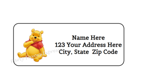 30 WINNIE THE POOH PERSONALIZED RETURN ADDRESS LABELS 1 in X 2.625 in - Picture 1 of 2