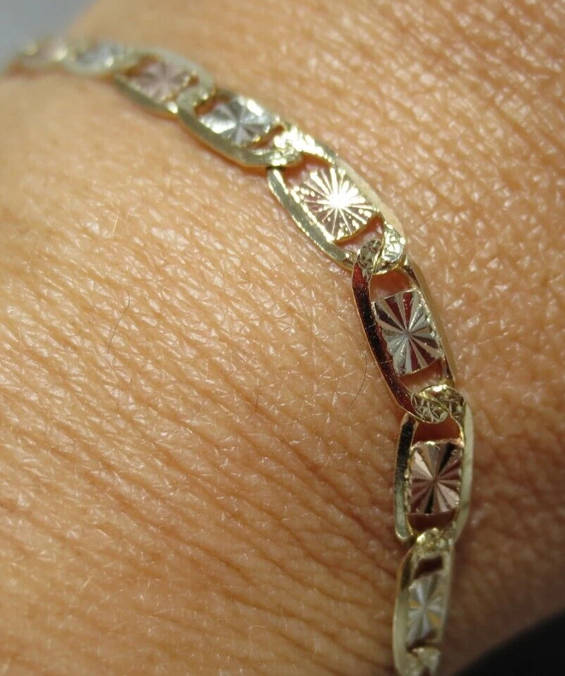 BRACCIALE MAGLIE GUCCI ORO TRICOLORE 7" LUNGO 4 06 MM LARGO 4 17 gr (G130807 2)