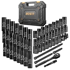 3/8" Drive 57-Piece Impact Socket Set,SAE (5/16 To 3/4 Inch) And Metric (8-22mm)