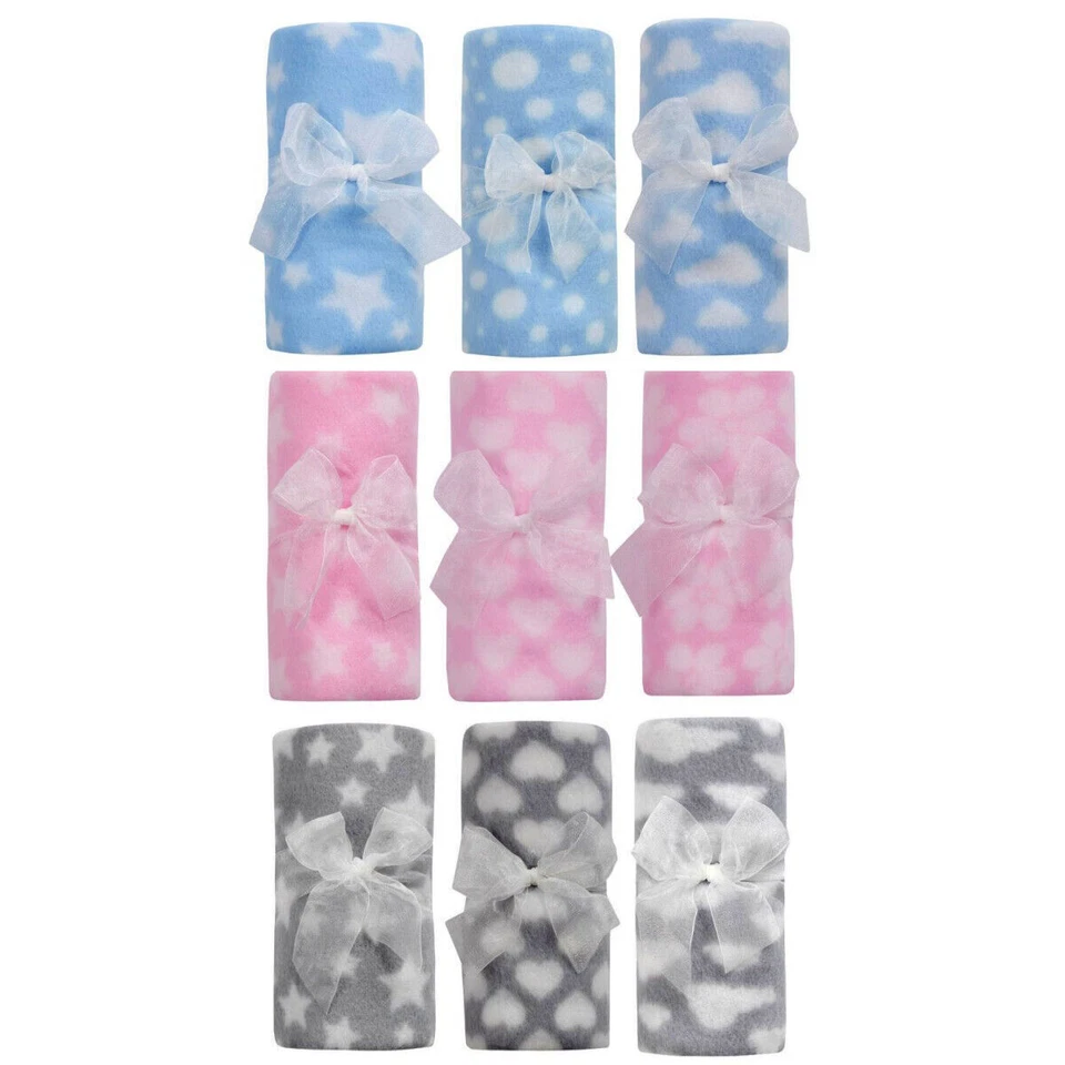 QT Neugeborene weiche Vliesdecke Baby blau grau rosa Kinderwagen Krippe Moses Korb Wickel