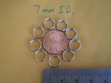 200 PCS. STAINLESS STEEL SPLIT RING 5 7mm. I.D. X 9MM O.D. 55 LBS. TEST