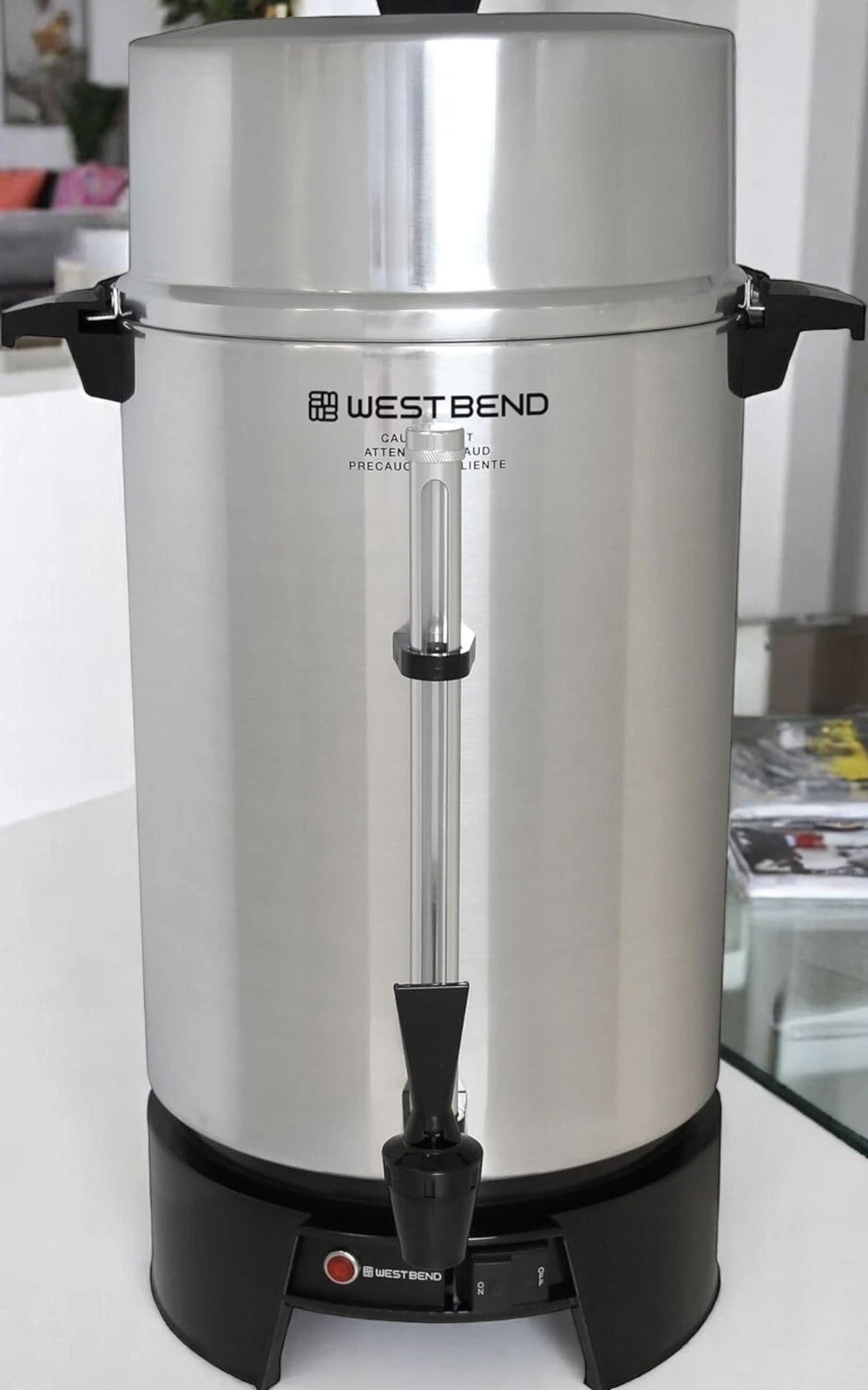West Bend 100 Cups Coffee Urn Commercial Automatic Water Heater Aluminum Finish
