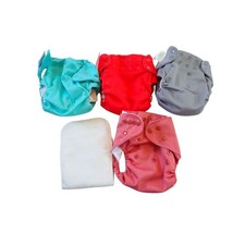 BumGenius Cloth All in One Diapers Covers Reusable Snap Set 4 Teal Red Gray