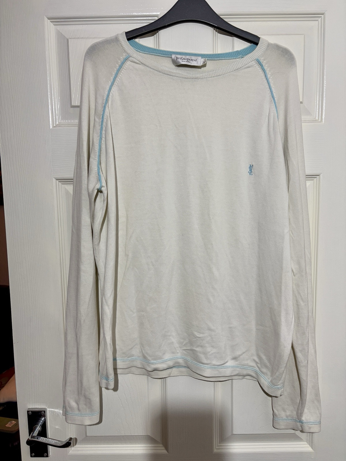 Maglione maglione Yves Saint Laurent uomo bianco YSL vintage anni 90 retrò
