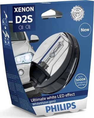 Philips White Vision D2S Headlight 120% more light Xenon Bulb 85122WHV2S1 Single