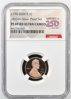 1776 2026 S Lincoln Cent Proof NGC PF 69 RD ULTRA CAMEO America 250 Label 1c RED