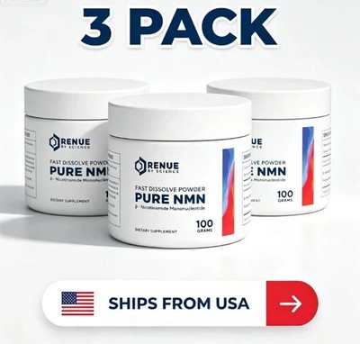 3 bottles Renue By Science Pure NMN Fast Dissolve Powder | 100 Grams-*