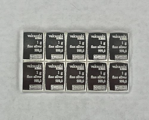 10 x 1-Gram 999 Pure SILVER Valcambi Swiss Bullions