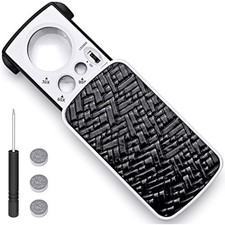 Jewelry loupe magnifier with uv led light, 30x 60x 90x slide out pock