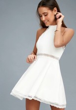 Lulus Reach Out My Hand White Lace Skater Dress Size S Original $49