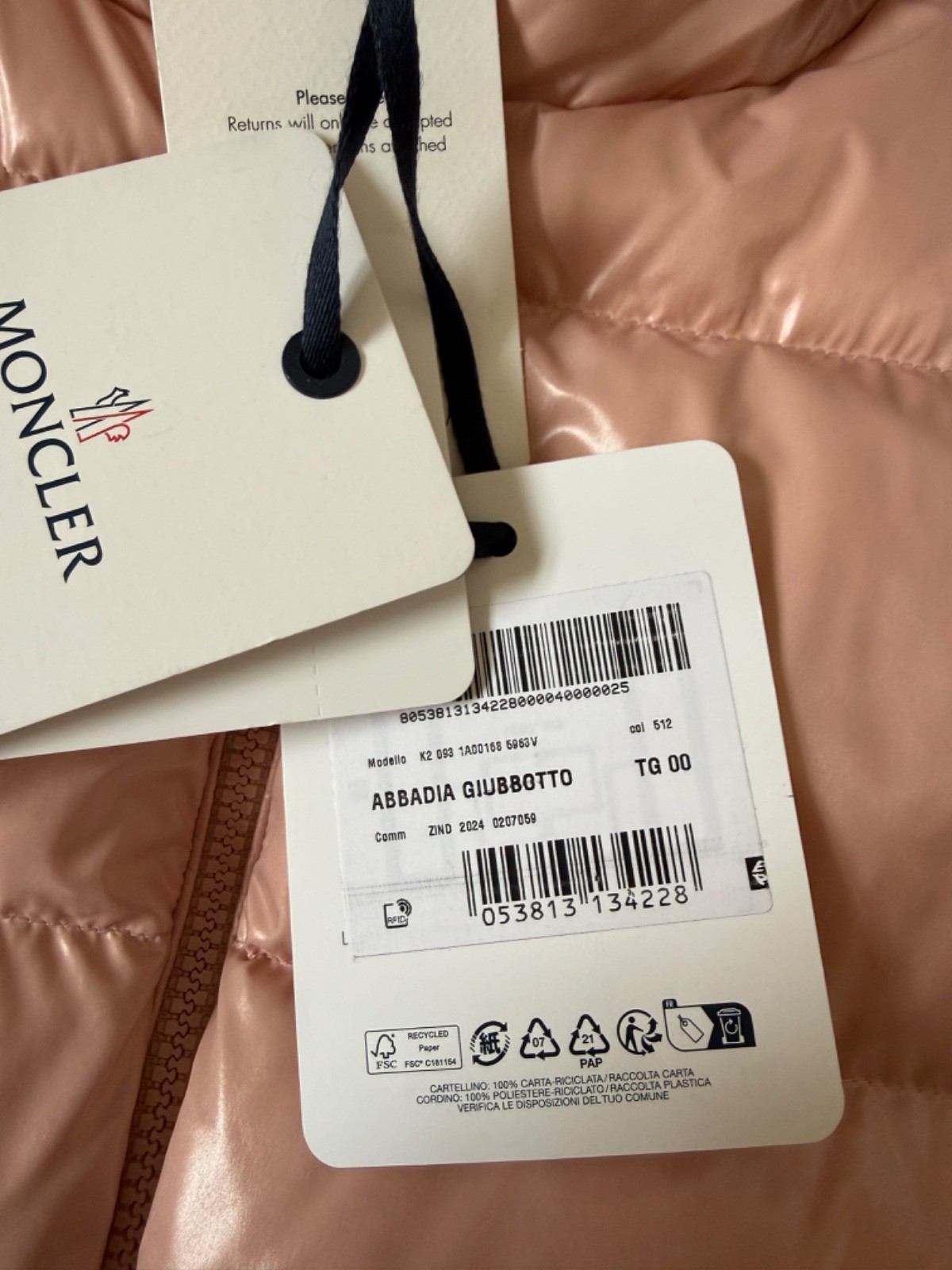 Womens Moncler Pink Abbadia Short Down Jacket Size 00 XS BNWT+Receipt thumbnail 14