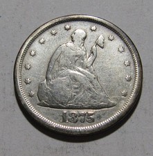 1875 S Twenty Cent Piece - Fine Condition - 220SU