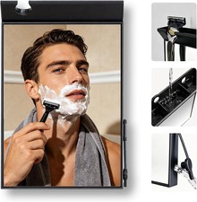 Fogless Shower Mirror for Shaving, Anti Fog Bathroom Glass, 10x6.7 Inches Black