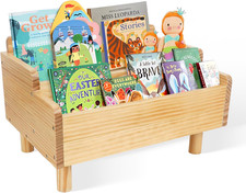 Montessori Kids Bookshelf for Toddlers - Wooden Book Storage Caddy