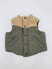 Janie  Jack Boys Hunter Green  Tan Corduroy Puffer Vest Size 6m-12m