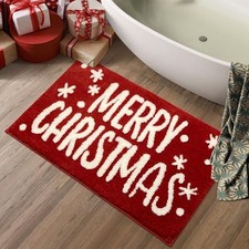 Christmas Bath Mat, Christmas Bathroom Decor, Red Bathroom Rugs, Extra 20"x32"