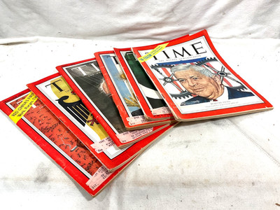 Vintage 1950s, Time Magazine Lot of 7.  NATION LEADERS ON COVERS. Nasser, Wilson