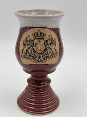 Renaissance Festival 2001  Michigan7 Ceramic Red Goblet Feast of Fantasy Renfest