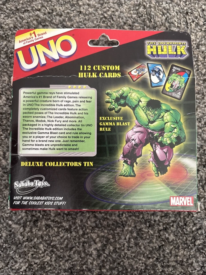 Marvel The Incredible Hulk UNO Card Game In Tin Case NEW unopened package 2003 - Image 2 of 3