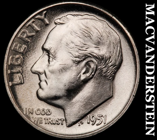 1951 Roosevelt Dime- Choice Gem Brilliant Uncirculated Luster #i289