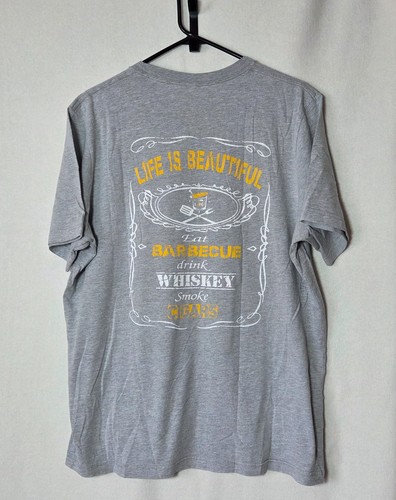 Men's Heather Grey, Life is Beautiful, Drink Whiskey, Smoke Cigars, T-shirt