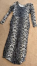Leopard Cheetah Animal Print Long Dress O3/4 Sleeve Size Large Maxi