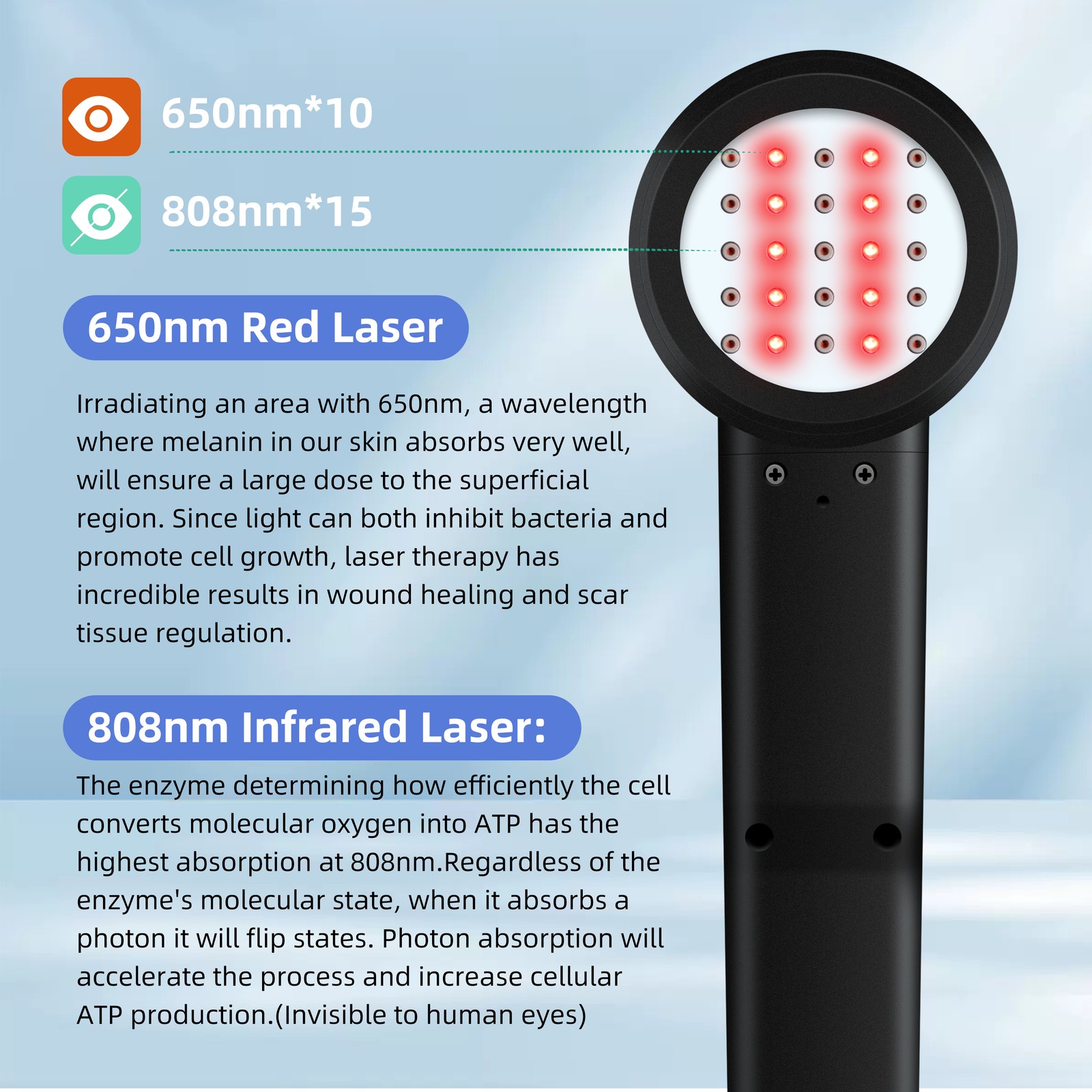 8W Intense Pulsed Light 650nm 808nm Red Light Therapy for Humans and Pets Pain