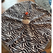 Carter's OS Zebra Lovey Security Blanket Rattle Brown White Satin Plush 16 x 16