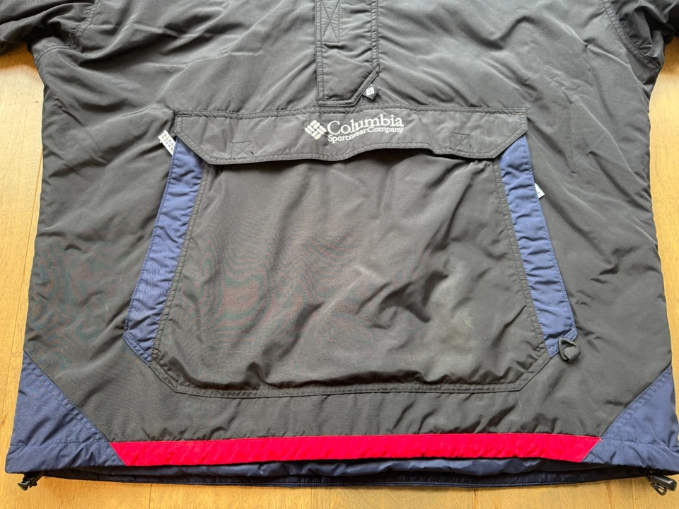 Vintage Columbia Anorak Pullover Jacket Black Navy Red Hooded Men’s XL Tall EUC - Image 2 of 4