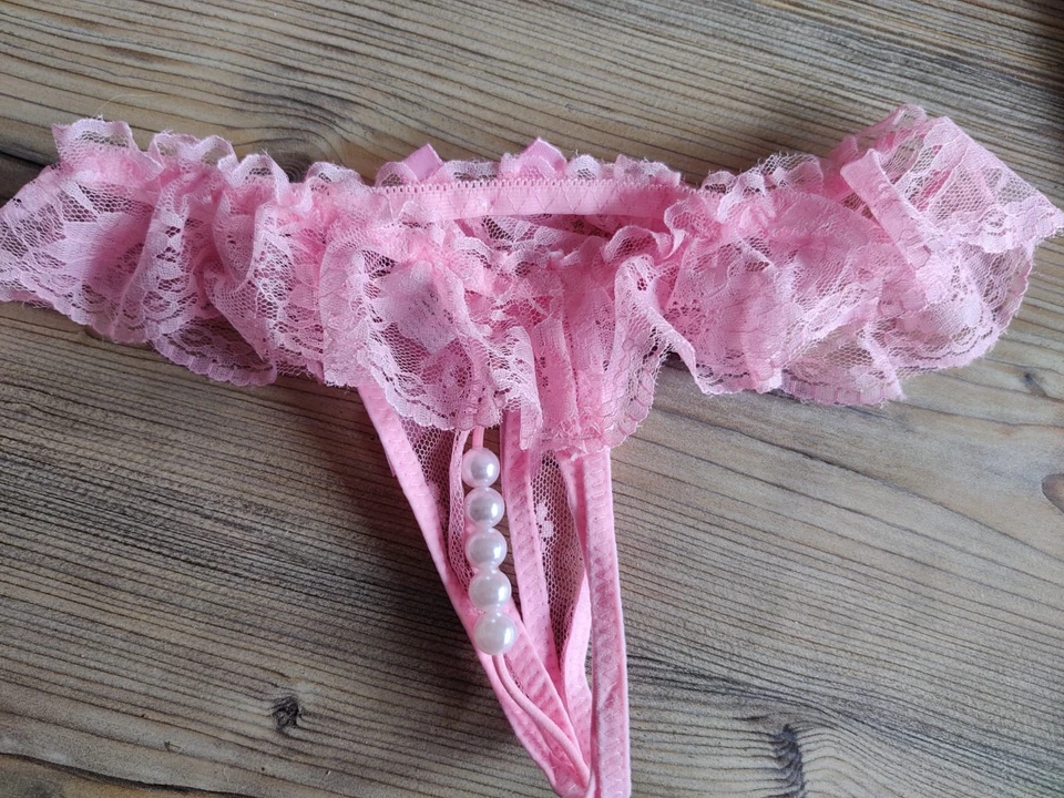 Sexy Dessous: Spitzen-String mit Perlen - ROSA - Bild 3 von 4