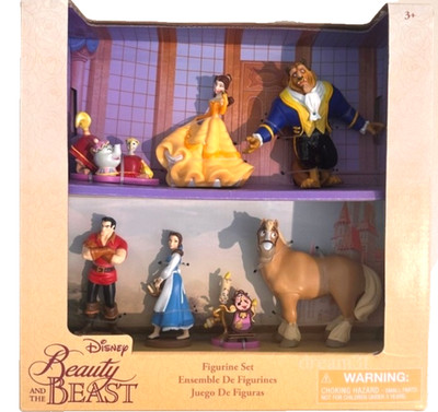 NIB Disney Parks Beauty and the Beast Figurine 7 Piece Playset Toy Set Belle