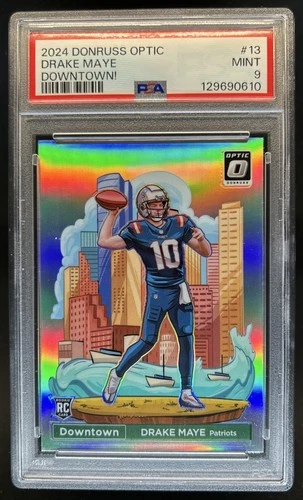2024 Panini Donruss Optic Drake Maye Downtown! RC Rookie SSP #13 Patriots PSA 9