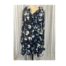 PrettyLittleThing Navy Floral Ruffle Wrap Min...