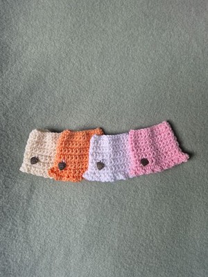 4 Röcke Für Barbiepuppen, Gehäkelt,creme,abricot,rosa,weiß,Handarbeit NEU