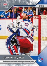 Jonathan Quick 2025-26 NHL Topps Now Sticker #149 Rangers Last game Presale
