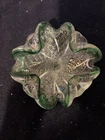 Vintage Murano Green Cases Gold Flecked Controlled Bubble Art Glass Ashtray
