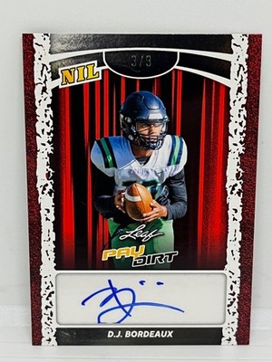 2026 Leaf NIL PayDirt DJ Bordeaux Auto /3 Red NIL-DJB NCAA Boston College Commit